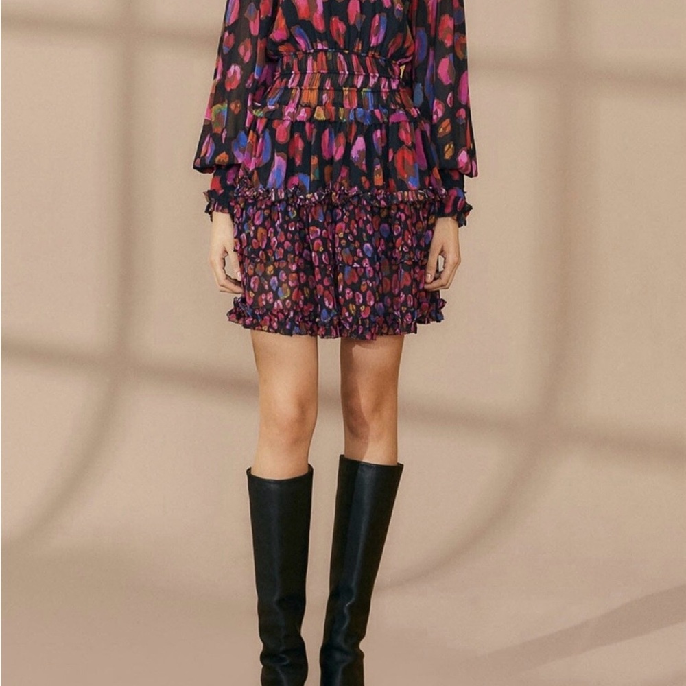 FARM Rio Iridescent Leopards Ruffled Mini Dress - NWOT - Picture 6 of 8